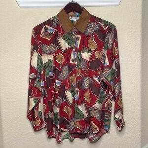 Access Women's Western Long Sleeve Button Down Rodeo Top Size M